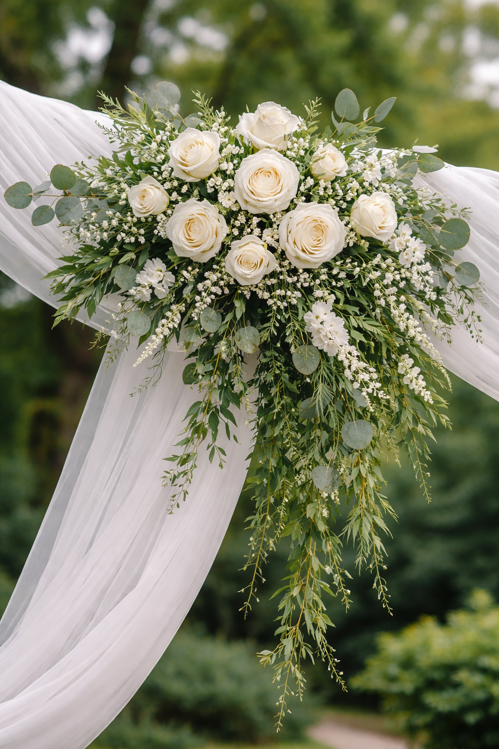 Elegant White Rose Wedding Swag