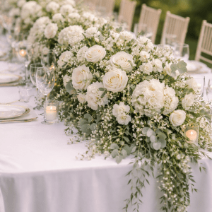 Elegant White Rose Table Garland